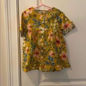 Mustard Flower Print Toddler Dress